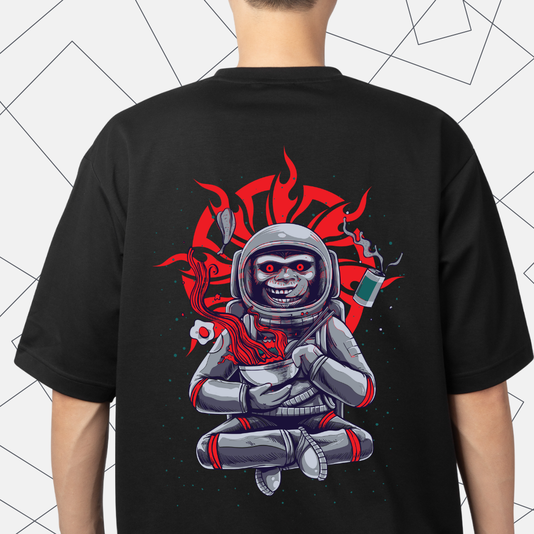 Space Ramen Psycho Back Oversized Graphic T-shirt