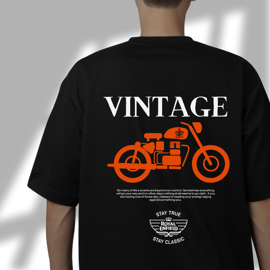 GOAT x CLASSIC Vintage Royal Enfield Oversized T-Shirt – Black