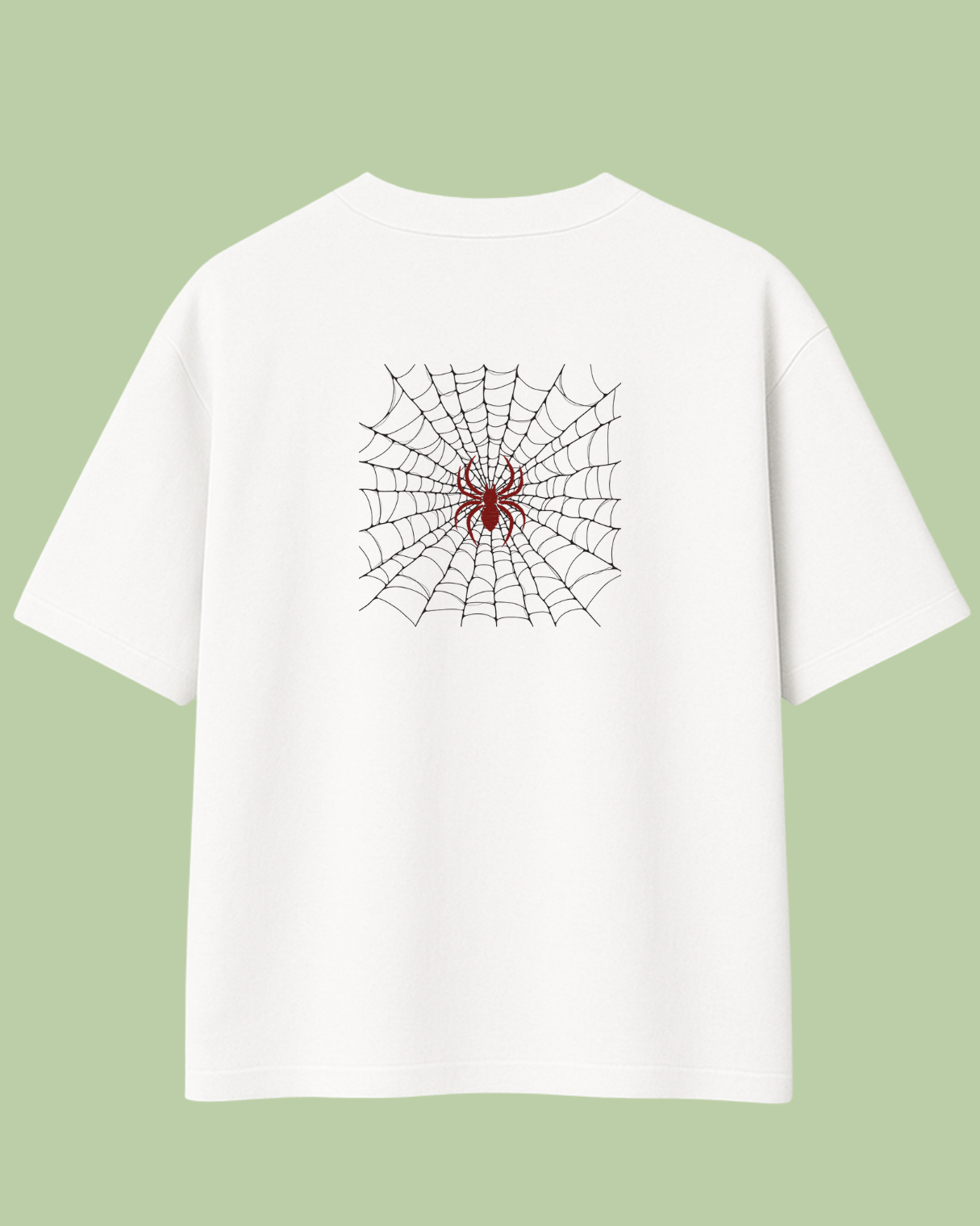 Spider Web Graphic Oversized White T-Shirt for Men
