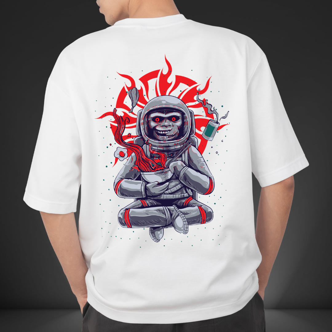 Space Ramen Psycho Back Oversized Graphic T-shirt