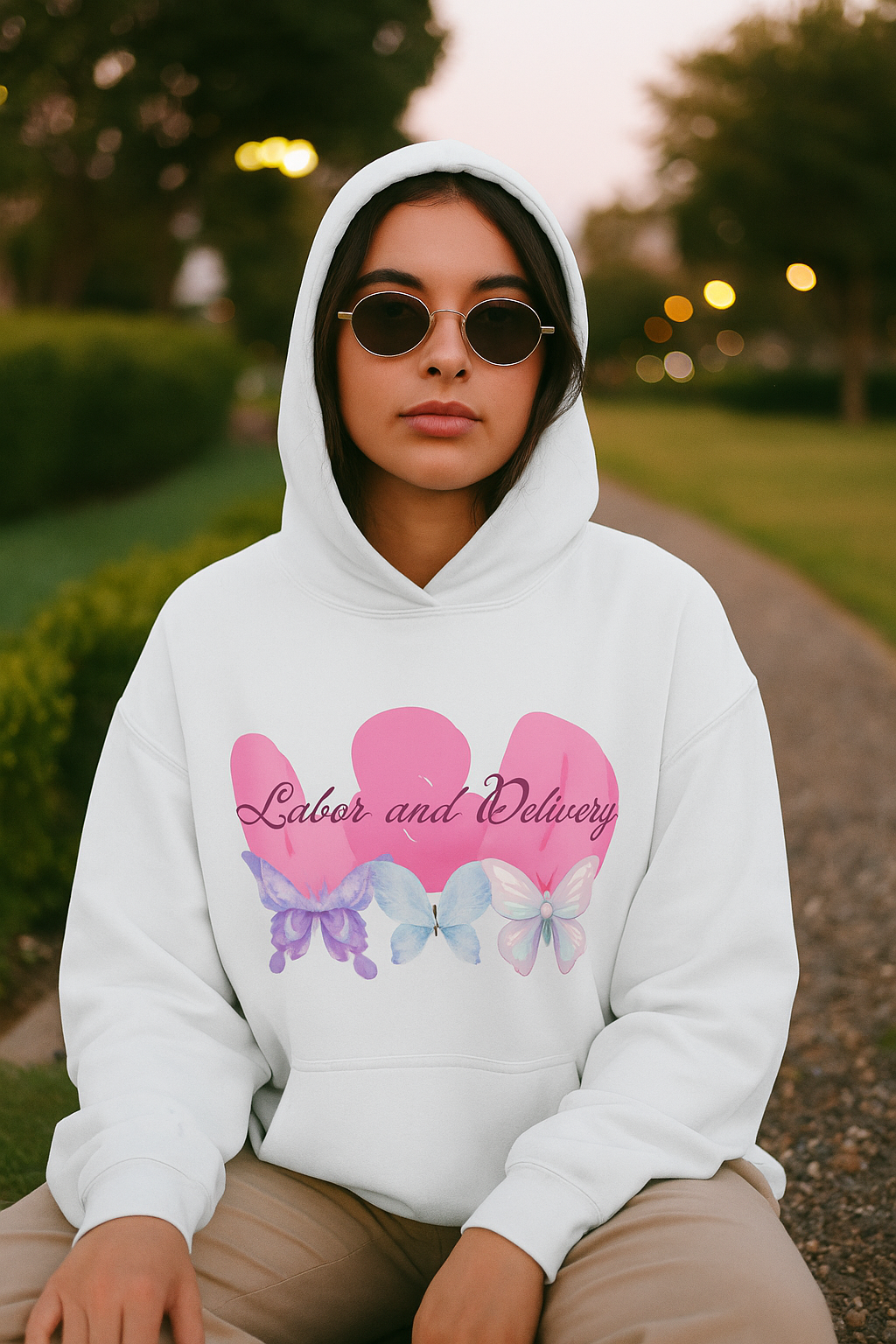 Labor and Delivery” Aesthetic Butterfly Hoodie